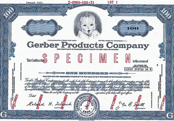 Gerber Products Common Stock Certificate