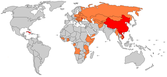 World map showing communist states