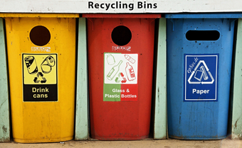 Colorful recycling containers