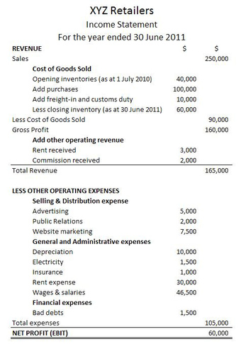 A Sample Income Statement