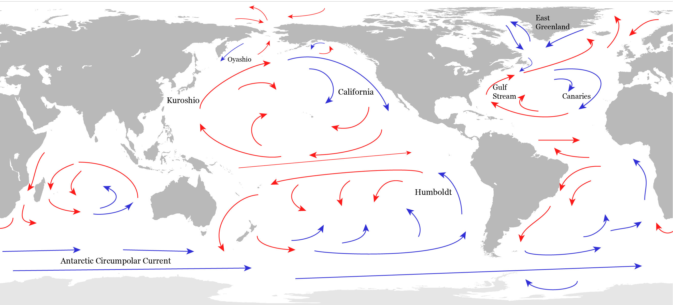 Sketch of the Surface Circulation of the Ocean. After Peixoto and Oort (1992).