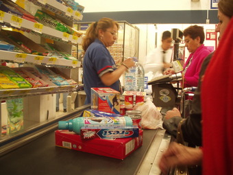 Customers asked for information at counter