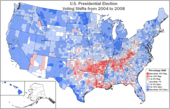 Voting Shifts by County Between the 2004 and 2008 Presidential Election