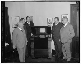 FCC Commissioners inspect the latest in television (1939).