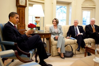 Barack Obama meets with Nancy Pelosi, Steny Hoyer & George Miller