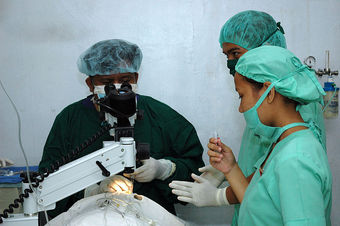 A Doctor Performs a Cataract Surgery