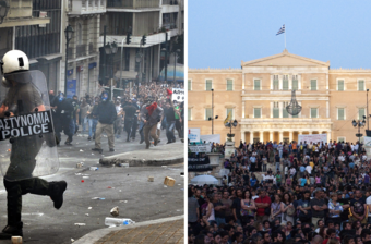 The anti-austerity protests in Greece in  2010 and 2011
