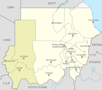 Map of Sudan (Darfur on the left), 2011