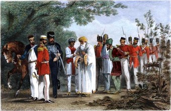 Capture of the last Mughal emperor Bahadur Shah Zafar and his sons by William Hodson in 1857, by Robert Montgomery Martin, c. 1860.