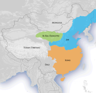 Map illustrating the neighboring Xia and Jin regions