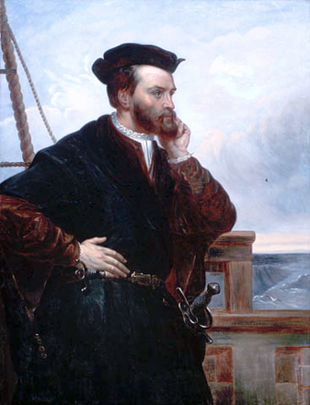 Portrait of Jacques Cartier by Théophile Hamel (1844), Library and Archives Canada (there are no known paintings of Cartier that were created during his lifetime)