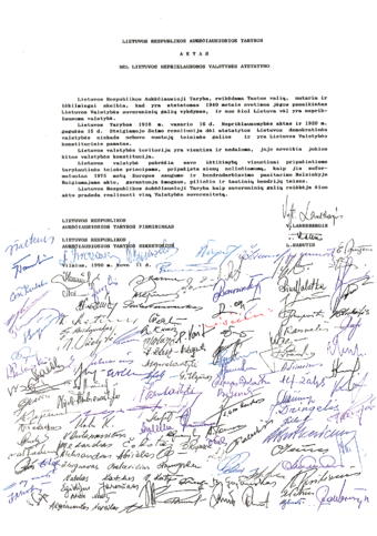 Act of Restoration of Independence of Lithuania, March 11, 1990