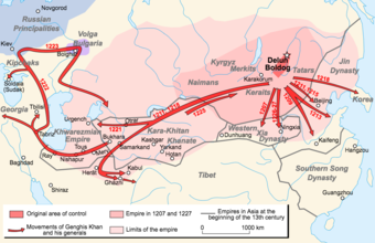 A map of the Mongol Empire as it expanded