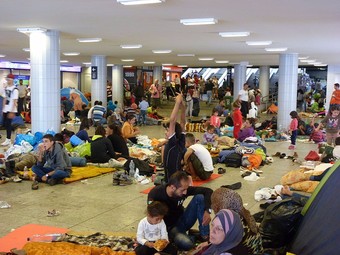  Migrants in Budapest railway station, with most heading to Germany, September 4, 2015, photo by Elekes Andor.