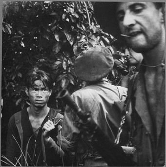  French Foreign Legion patrol question a suspected member of the Viet Minh   