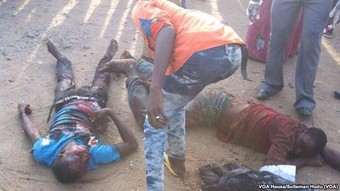  Wounded people following a bomb attack by Boko Haram in Nyanya, in April 2014