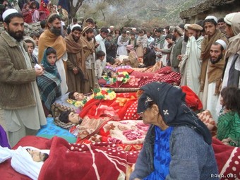  Victims of the Narang night raid that killed at least 10 Afghan civilians, December 2009