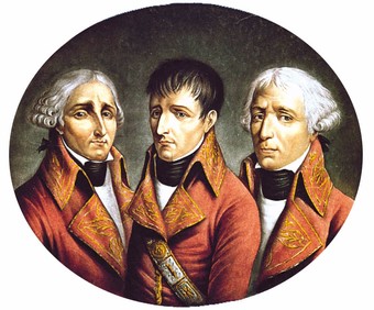  A portrait of the three Consuls, Jean Jacques Régis de Cambacérès, Napoleon Bonaparteand Charles-François Lebrun (left to right) by  Henri-Nicolas Van Gorp.  