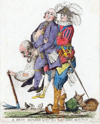  Caricature on the Third Estate carrying the First and Second Estate on its back, Bibliothèque Nationale de France.  