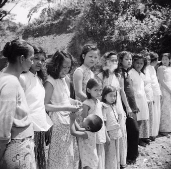  Chinese and Malayan girls forcibly taken from Penang by the Japanese to work as "comfort girls" for the troops. Author: Sergeant A.E. Lemon, No 9 Army Film & Photographic Unit.  