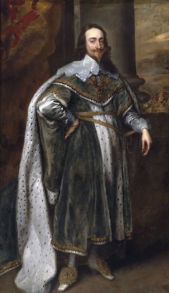 Charles I of England, portrait from the studio of Anthony van Dyck, 1636.  Studio version of much copied original in the Royal Collection, Windsor Castle.