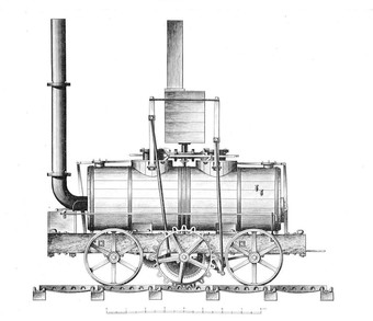  Blenkinsop's rack locomotive Salamanca, Middleton to Leeds (UK) coal tramway, 1812, author unknown, riginally published in The Mechanic's Magazine, 1829.