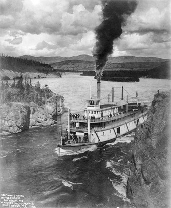  1920 Steamboat on the Yukon River near Whitehorse, Frank G Carpenter Collection, US Library of Congress.