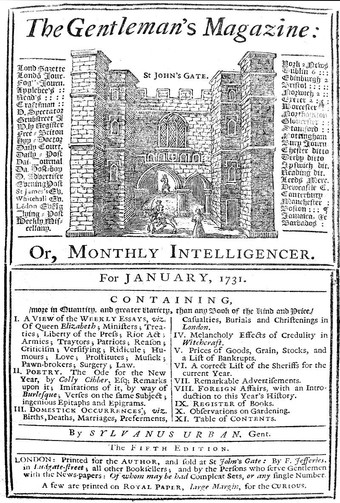  Front page of The Gentleman's Magazine, founded by Edward Cave in London in January 1731.