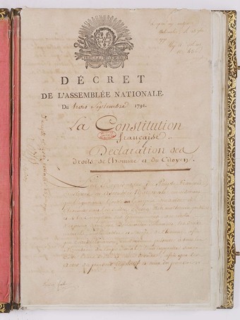  The first page of the French Constitution of 1791, Archives Nationales.  