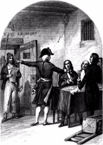  The Girondins in the La Force Prison after their arrest. Woodcut from 1845.