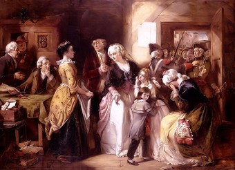   The arrest of Louis XVI and his family at the house of the registrar of passports, at Varennes in June 1791   by Thomas Falcon Marshall.  